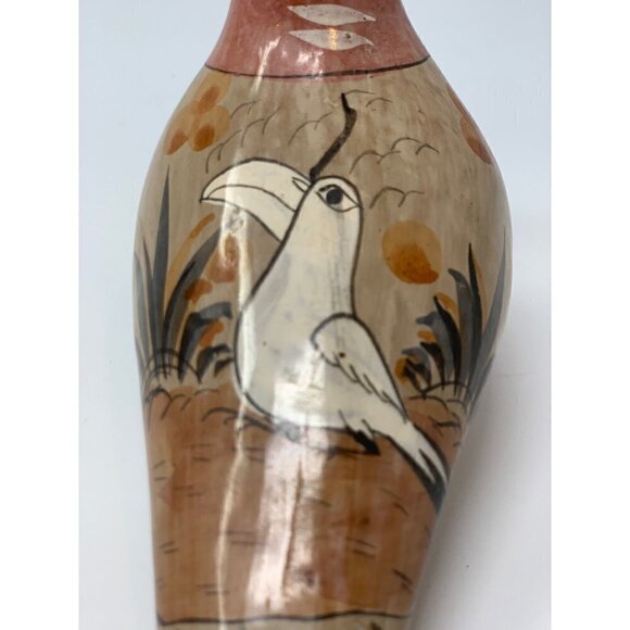 Tonala Mexican Bird Folk Art Pottery Pheasant Design Vintage Hand Painted - Picture 8 of 16